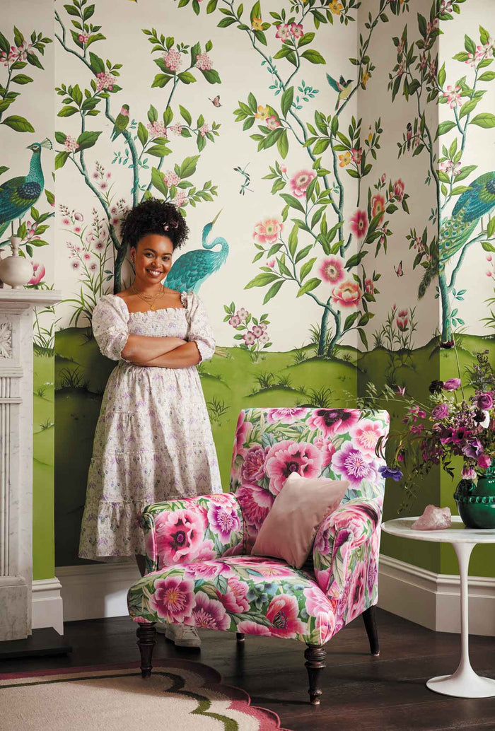 Marsha Velvet Fabric - Apple/Peony/Magenta - Diane Hill