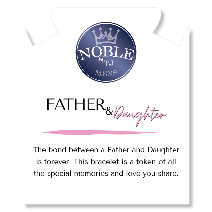 Men's Noble Father Daughter Bracelet Collection - Gunmetal Onyx with Rose Quartz Beaded Bracelet