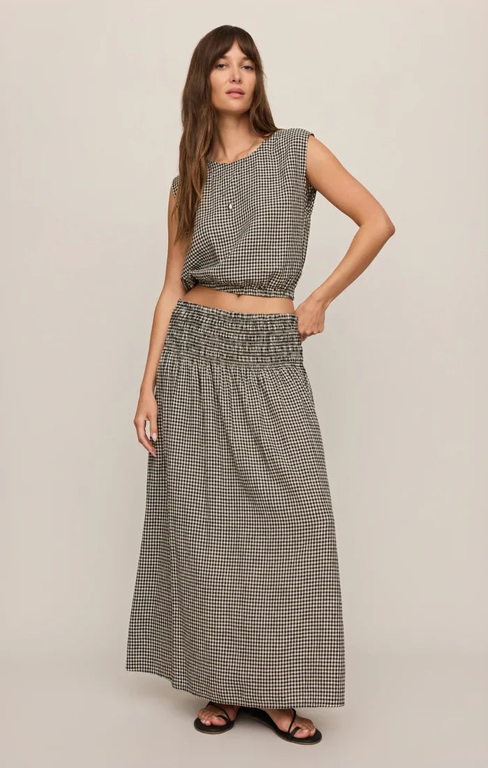 Merit Cropped Linen Gingham Top - Molly + Kate