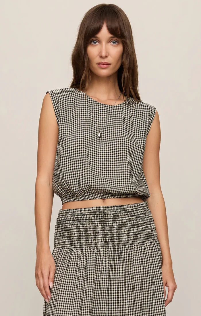 Merit Cropped Linen Gingham Top - Molly + Kate