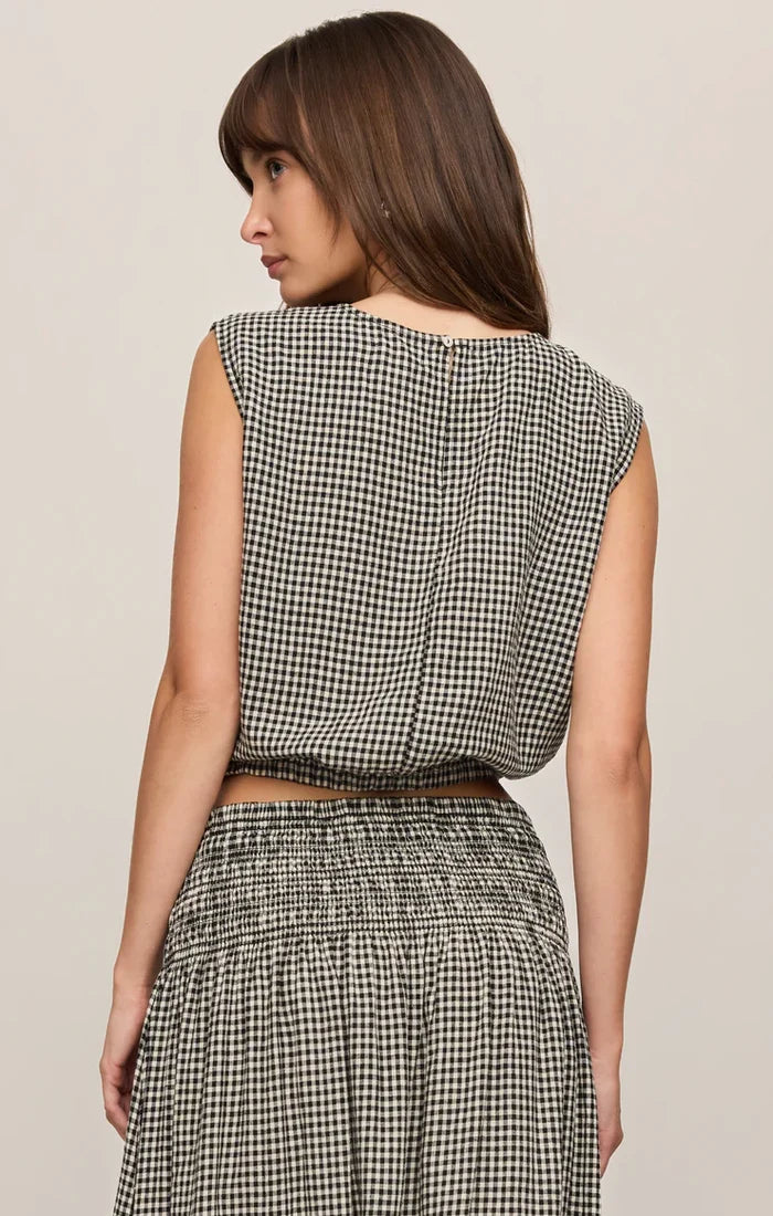 Merit Cropped Linen Gingham Top - Molly + Kate