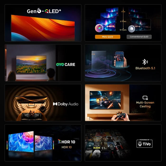 Metz 40MQH6800ZUK 40 Inch HD Smart QLED TV with Freely Power By TiVo 40 Inch