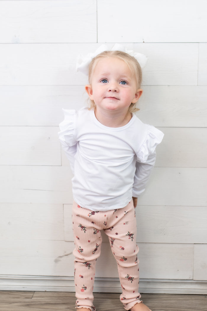MinyMo Ribbed Elastane Leggings-Floral