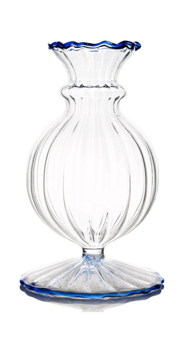 Miss Annie Bud Vase, Blue Trim
