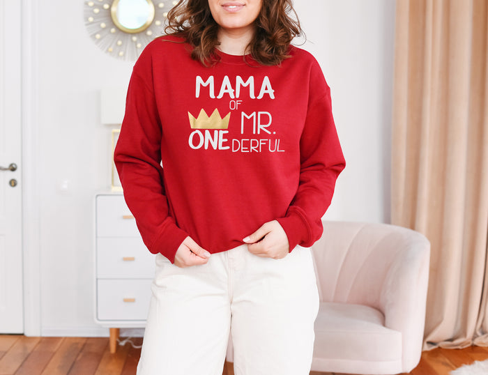 "Mom, Dad of Mr. Onederful" 1st Birthday Custom Parent Sweatshirt