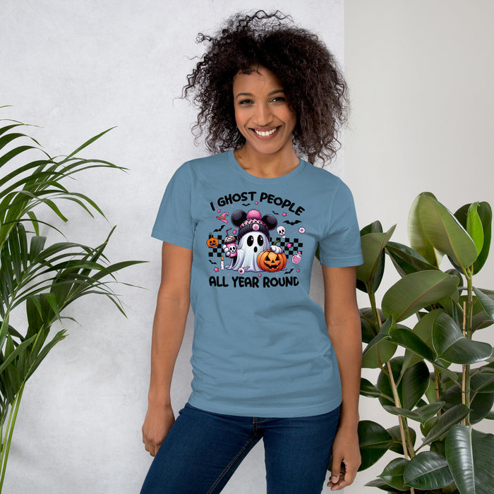 Halloween pun graphic top in retro style with ghostly humor