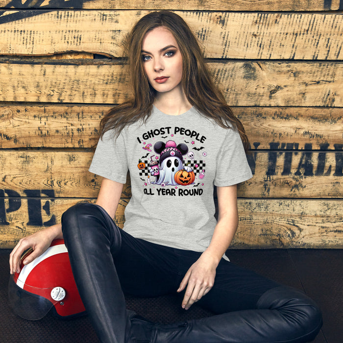 Spooky season humor shirt for women with ghost saying graphic