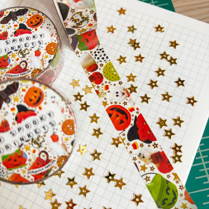 Colorful My Spooky Trinkets Washi Tape by Veronica Porlier Illustrations with spooky-themed illustrations and vibrant design.