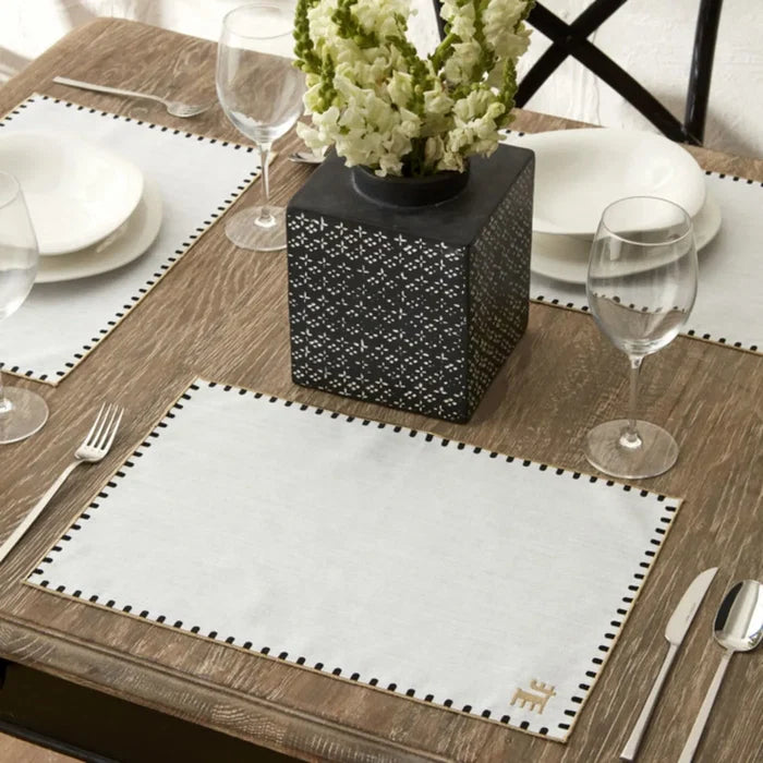 Napperon Karaca Home Collection Signature du 50e anniversaire​, or blanc, rectangulaire