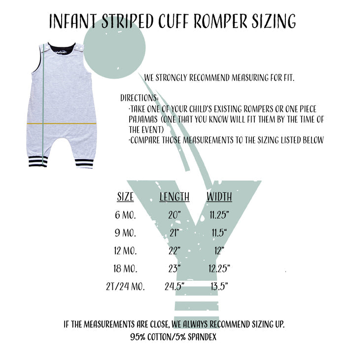 New Gray "Wild One" First Birthday Romper with Striped Cuff