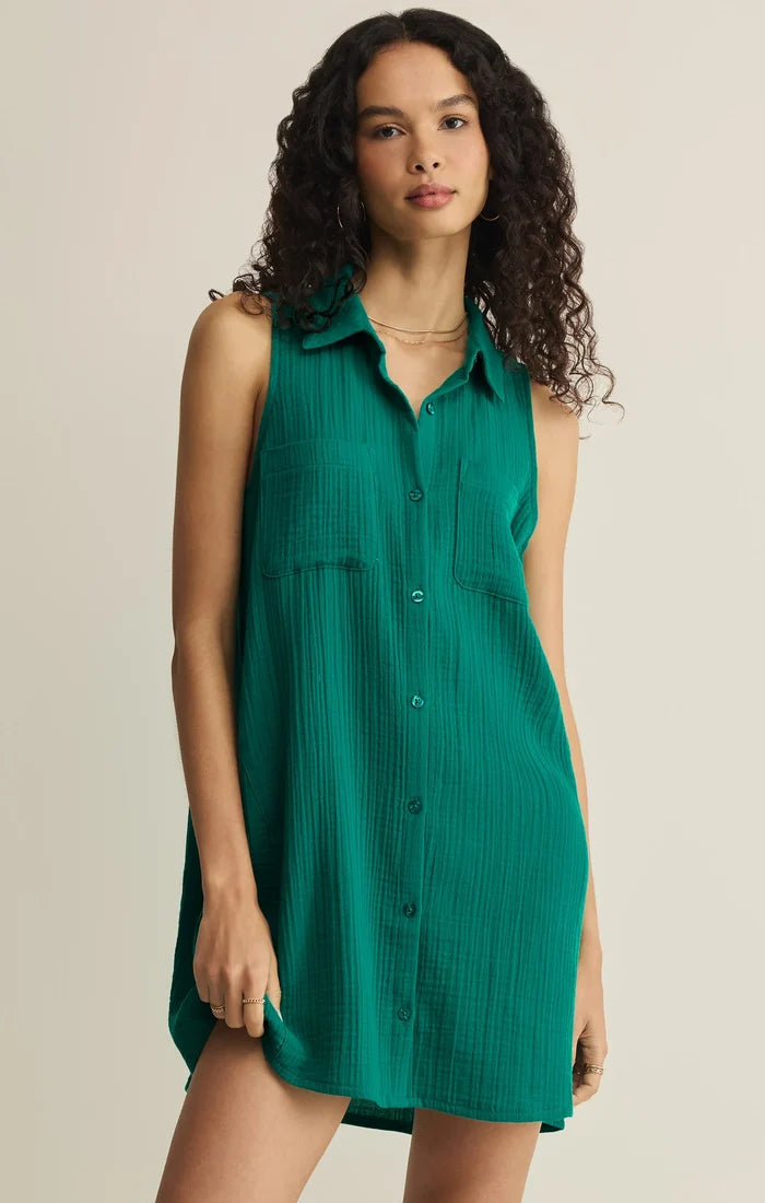 New Light Crinkle Mini Dress - Rainforest - Molly + Kate