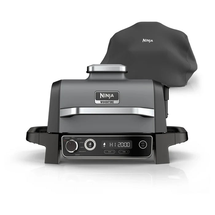 Ninja OG703UK Outdoor Woodfire 7-in-1 Electric BBQ Grill & Smoker with Cover - Black