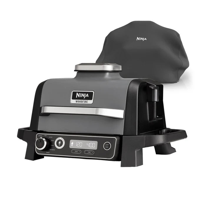 Ninja OG703UK Outdoor Woodfire 7-in-1 Electric BBQ Grill & Smoker with Cover - Black