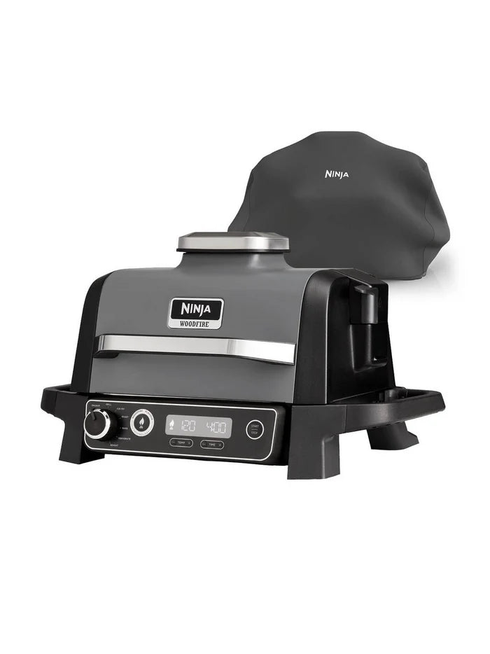 Ninja OG703UK Outdoor Woodfire 7-in-1 Electric BBQ Grill & Smoker with Cover - Black
