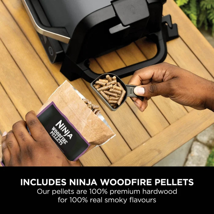 Ninja OG703UK Outdoor Woodfire 7-in-1 Electric BBQ Grill & Smoker with Cover - Black