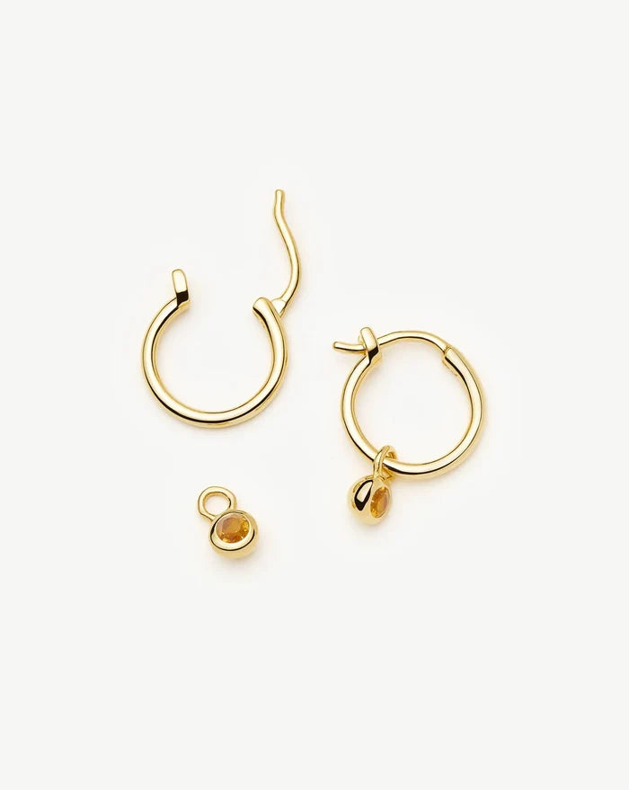 November Birthstone Mini Charm Hoop Earrings | 18ct Gold Vermeil/Citrine Earrings Missoma