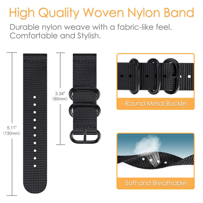 Nylon Watch Band for Garmin Vivoactive6/5/3, Garmin Venu Sq/Venu 2 Plus, Forerunner 165/55/645/245| Fintie