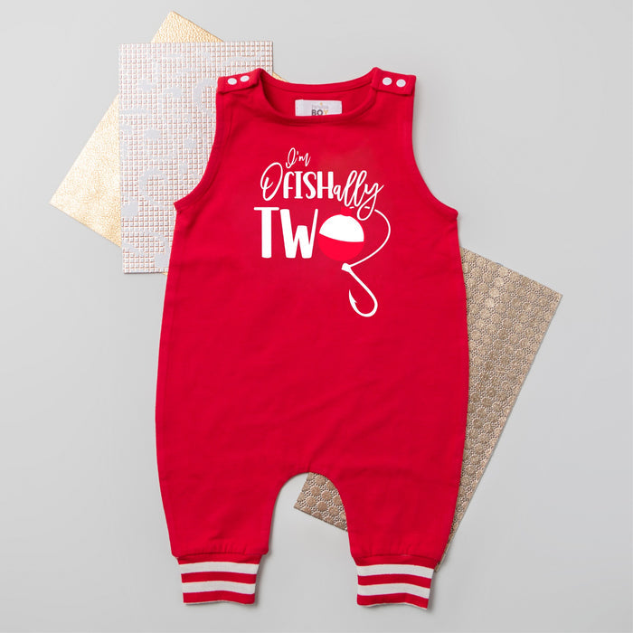 "Ofishally Two" 2nd Birthday Personalized Romper with Striped Cuff