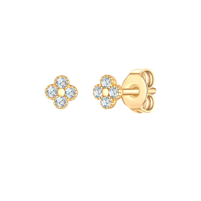 Ohrstecker Blüte gold mit Zirkonia