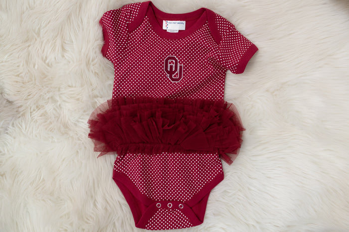 OU Crimson Pin Dot TuTu Creeper