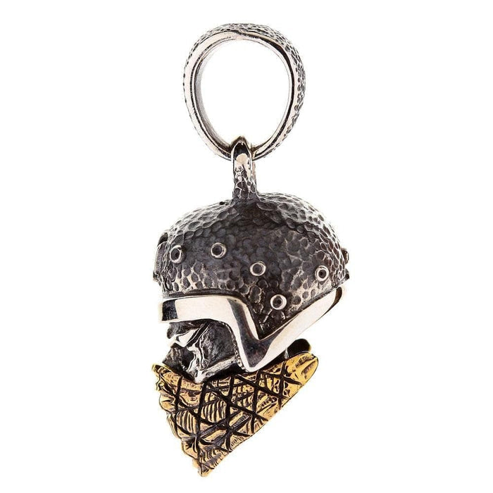 An alternative side of the gothic Iron Cross skull pendant, showing the detailed craftsmanship.