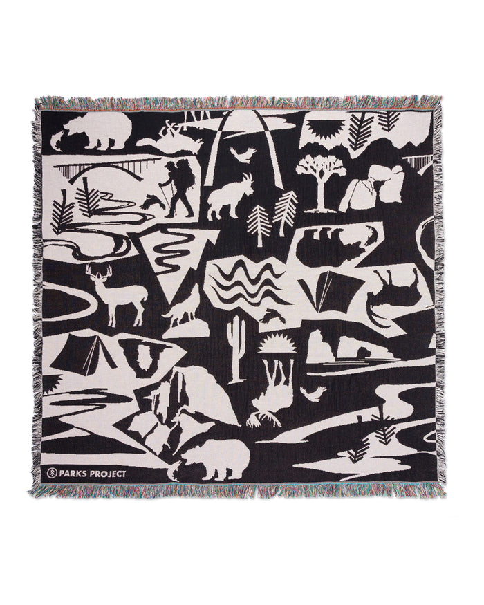 Shop Park Shadows Woven Blanket Inspired by National Parks | black-and-white
