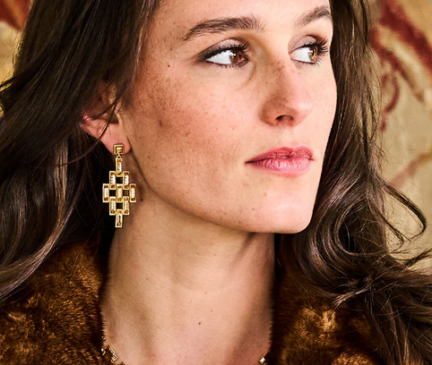 Pathway Post Drop Earrings - Gold