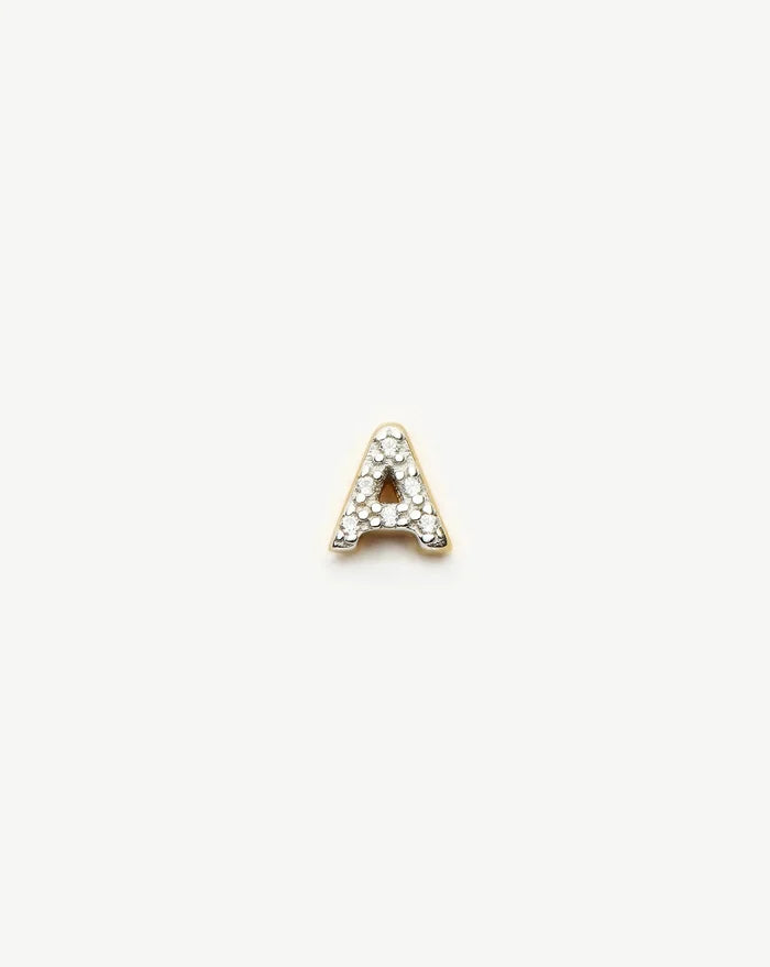 Pave Initial Single Stud Earring - Initial A | 18ct Gold Vermeil/Cubic Zirconia Earrings Missoma