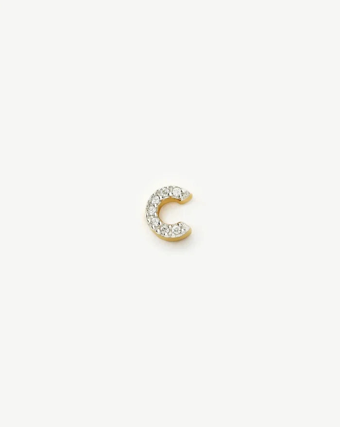Pave Initial Single Stud Earring - Initial C | 18ct Gold Vermeil/Cubic Zirconia Earrings Missoma