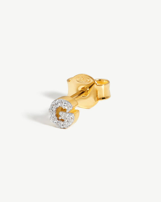 Pave Initial Single Stud Earring - Initial G | 18ct Gold Plated Vermeil/Cubic Zirconia Earrings Missoma