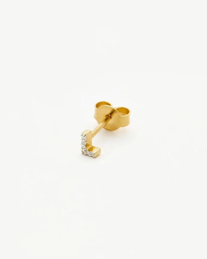 Pave Initial Single Stud Earring - Initial L | 18ct Gold Vermeil/Cubic Zirconia Earrings Missoma