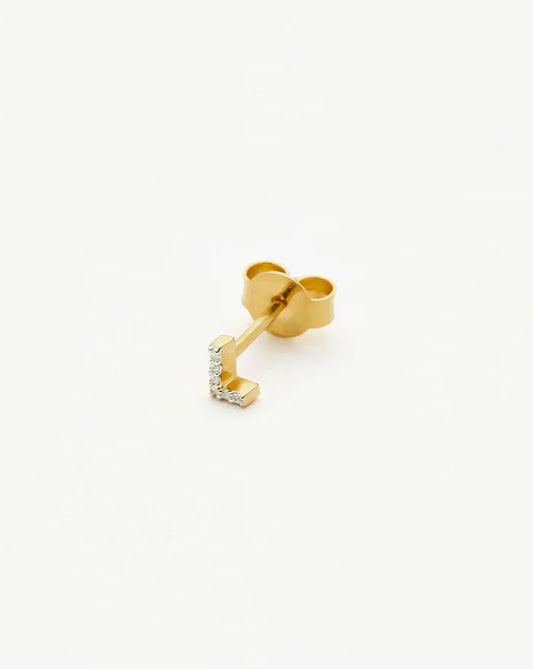 Pave Initial Single Stud Earring - Initial L | 18ct Gold Vermeil/Cubic Zirconia Earrings Missoma