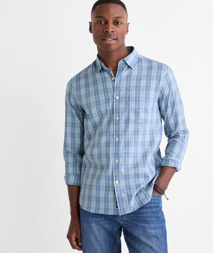 Performance Carysfort Plaid Backbay Shirt - Del Mar Blue - Molly + Kate