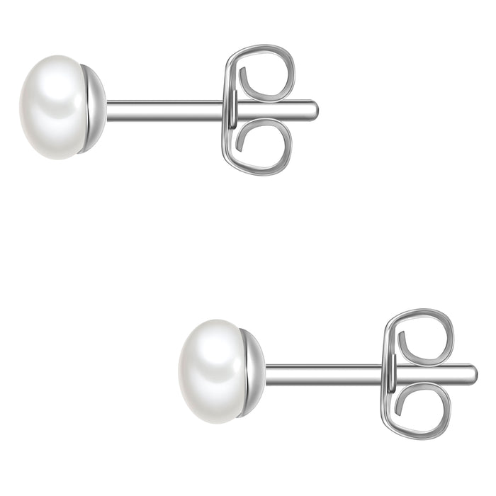Perlen-Ohrstecker 4,0 - 4,5 mm, silber