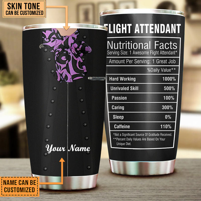 Personalized Flight Attendant Nutritional Facts Tumbler