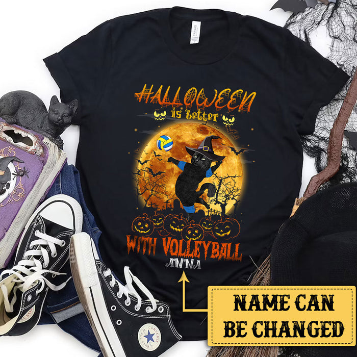 Personalized Halloween Is Better With Volleyball Cat Shirt