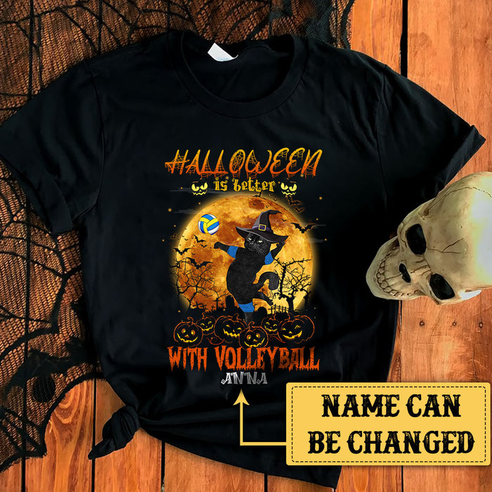 Personalized Halloween Is Better With Volleyball Cat Shirt