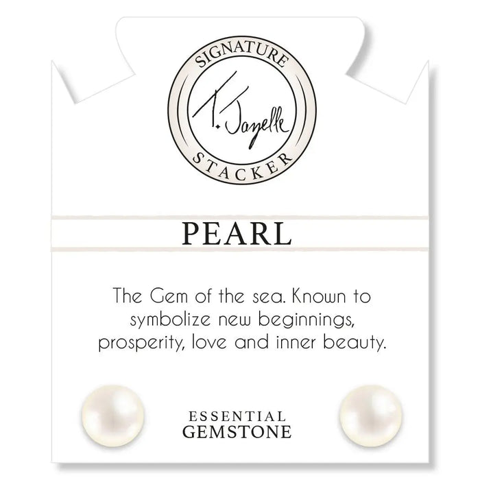 Peruvian Amazonite Gemstone with Pearl Coin Stacker Bracelet