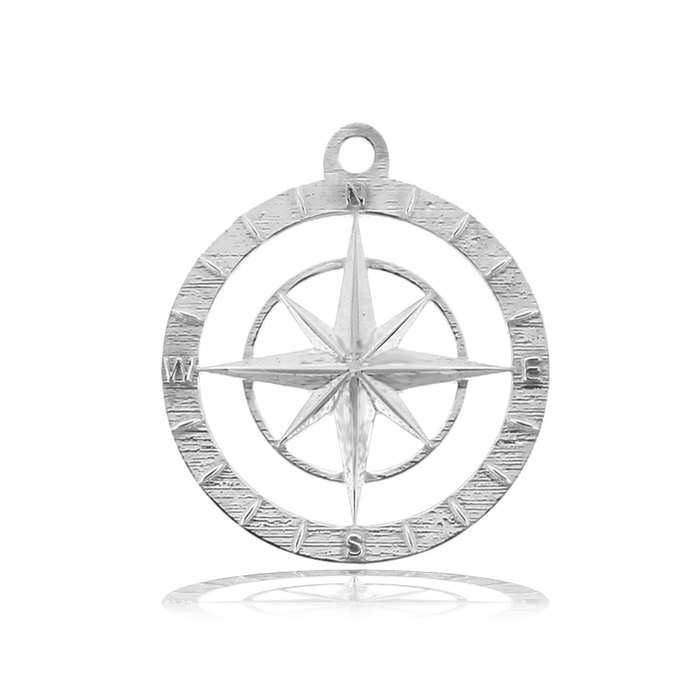 Pink Tourmaline Stone Bracelet with Compass Rose Sterling Silver Charm