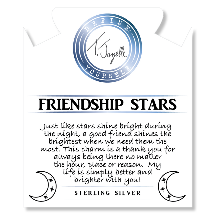 Pink Tourmaline Stone Bracelet with Friendship Stars Sterling Silver Charm