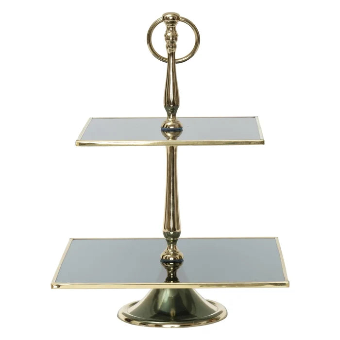 Présentoir â Gâteaux Line Décoratif À 2 Niveaux, 25 cm, doré