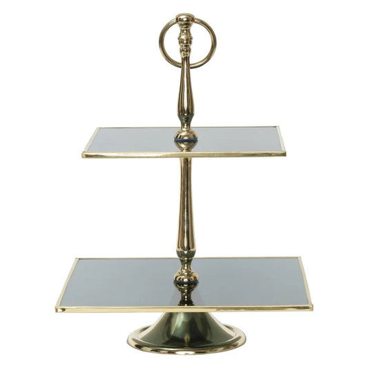 Présentoir â Gâteaux Line Décoratif À 2 Niveaux, 25 cm, doré