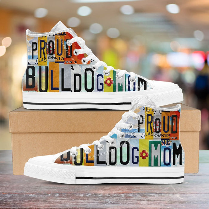 Proud Bulldog Mom - High Top Shoes-KaboodleWorld