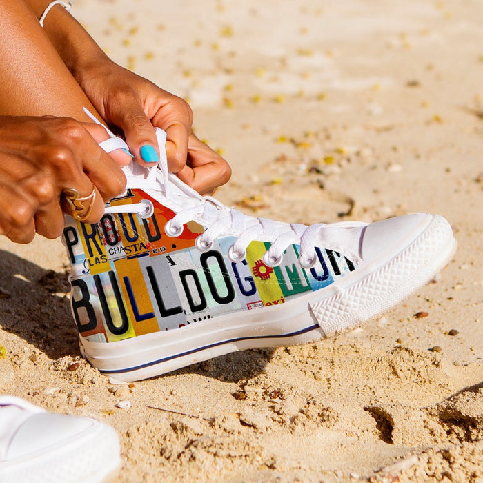 Proud Bulldog Mom - High Top Shoes-KaboodleWorld