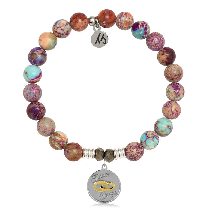 Purple Jasper Stone Bracelet with Forever Always Sterling Silver Charm