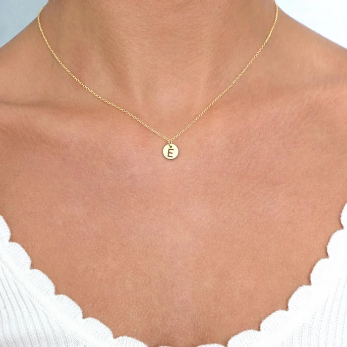 Respect Small Initial Disc Necklace - Gold - Molly + Kate