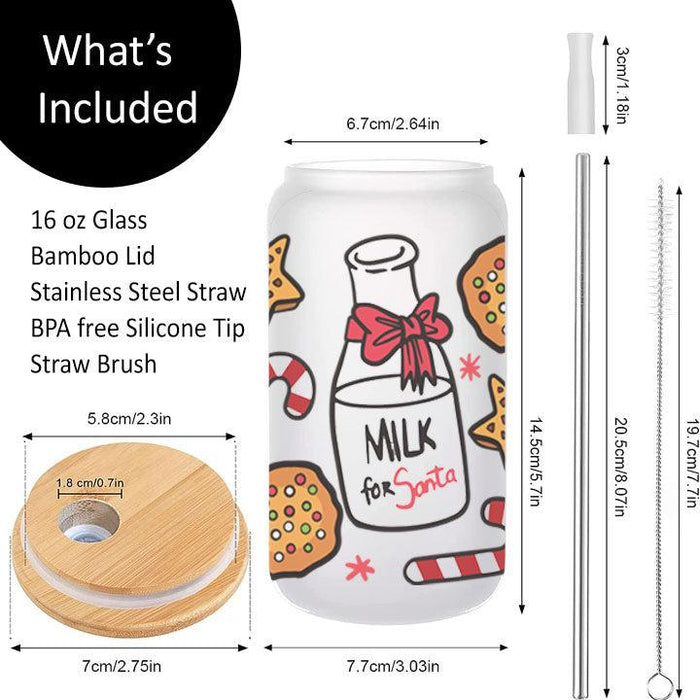 Santa's Milk and Cookies Frosted Glass Tumbler Libby Soda Can