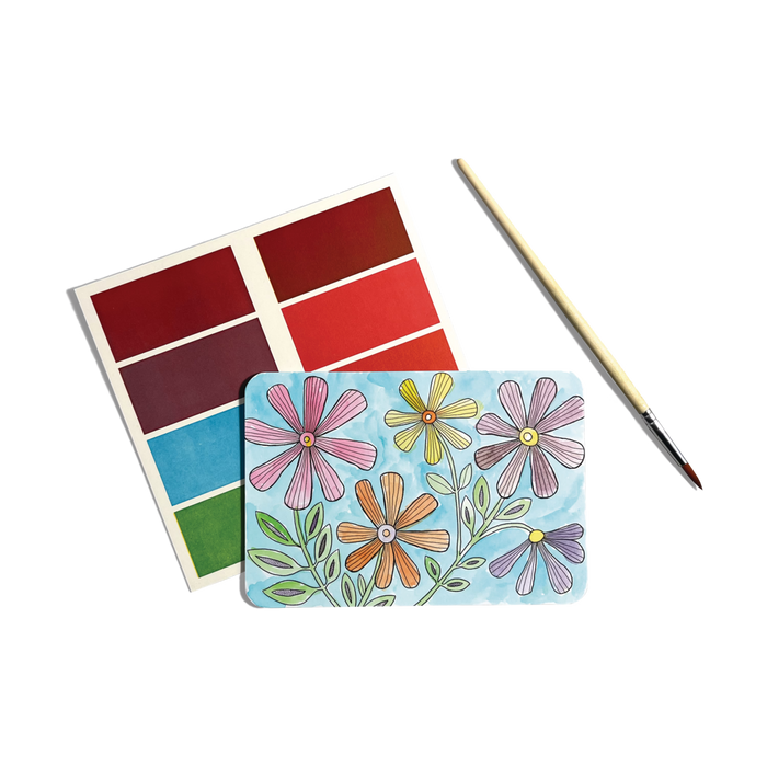 Painted Flowers and Gardens Scenic Hues DIY watercolor art kit card