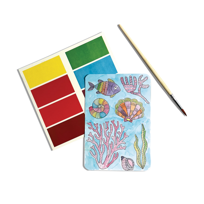 Painted Ocean Paradise Scenic Hues DIY watercolor art kit card