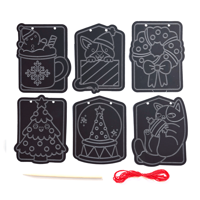 Scratch & Scribble Mini Window Banner Kit - Festive Friends - 6 Cards